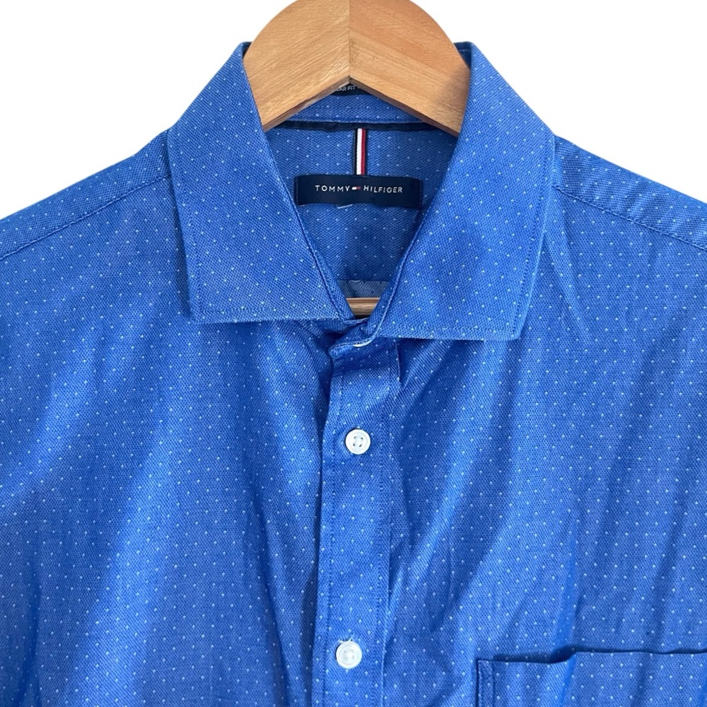 Tommy Hilfiger Blue Micro Dot Dress Shirt Men’s 16.5 32/33